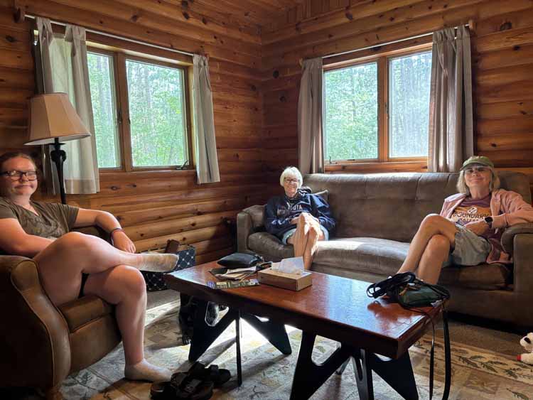 relaxing at the cabin